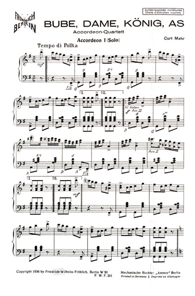 Bube, Dame, König, As für Akkordeon-Duo Bube, Dame, König, As für Akkordeon-Duo