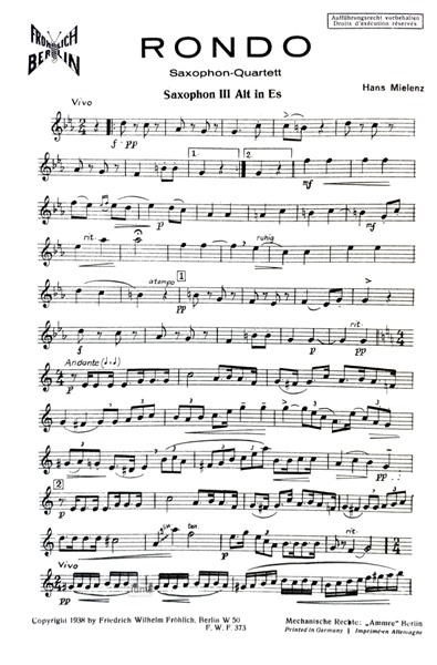 Rondo für Saxophon-Quartett Rondo für Saxophon-Quartett