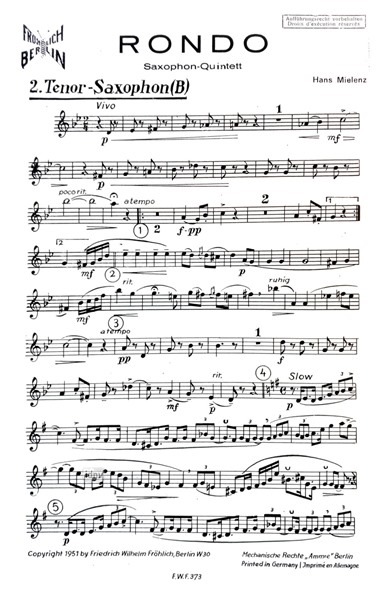 Rondo für Saxophon-Quintett Rondo für Saxophon-Quintett