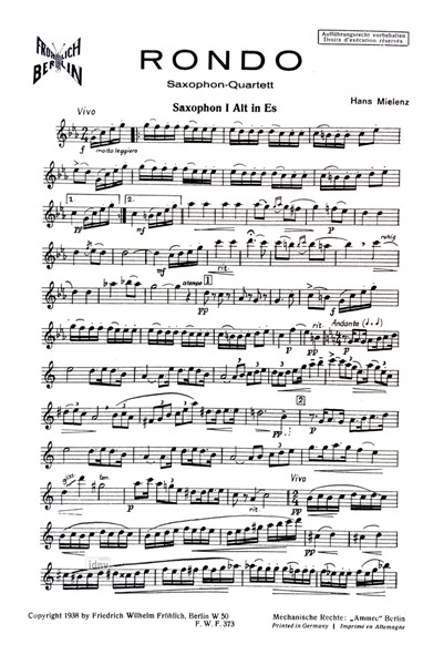 Rondo für Saxophon-Quartett Rondo für Saxophon-Quartett
