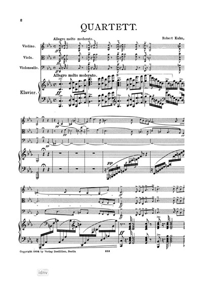 Quartett c-Moll Op. 41 für Klavier und Streicher Quartett c-Moll Op. 41 für Klavier und Streicher