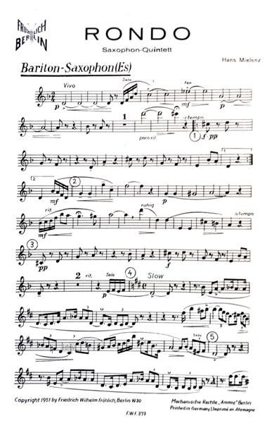 Rondo für Saxophon-Quintett Rondo für Saxophon-Quintett