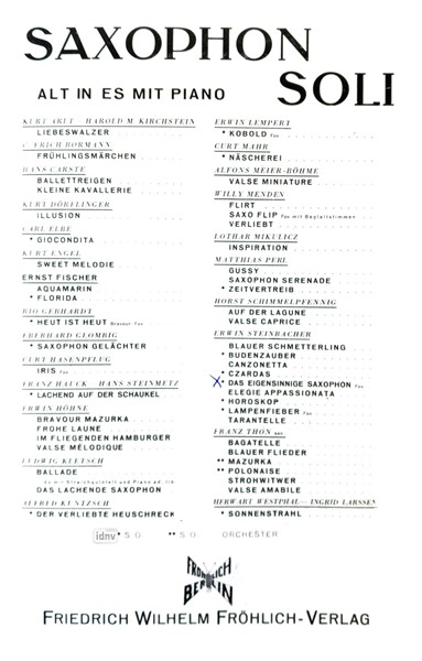 Das eigensinnige Saxophon für Saxophon und Klavier