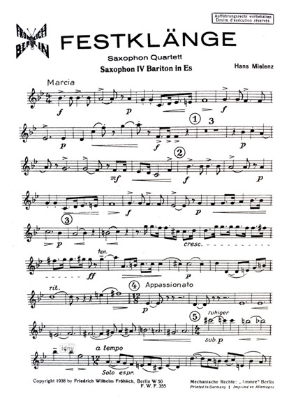 Festklänge für Saxophon-Quartett Festklänge für Saxophon-Quartett