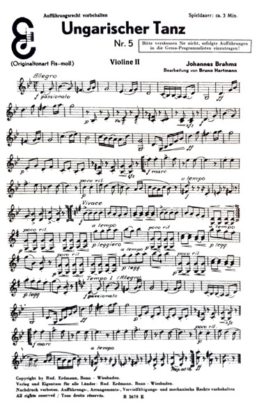 Ungarischer Tanz Nr. 5 für Salon-Orchester Ergänzungsstimmen großes Orchester Ungarischer Tanz Nr. 5 für Salon-Orchester Ergänzungsstimmen großes Orchester