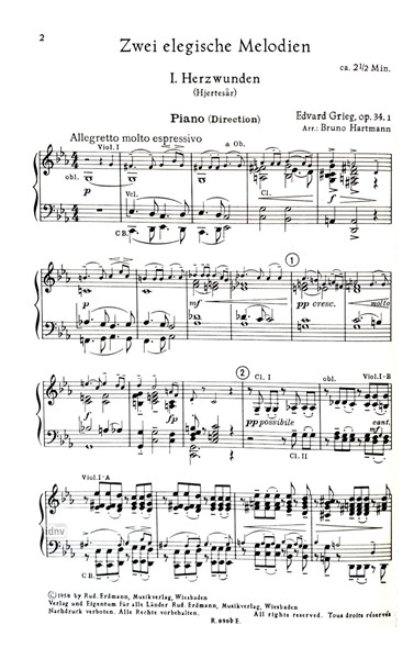 Zwei elegische Melodien op. 34, 1 für Salon-Orchester Zwei elegische Melodien op. 34, 1 für Salon-Orchester