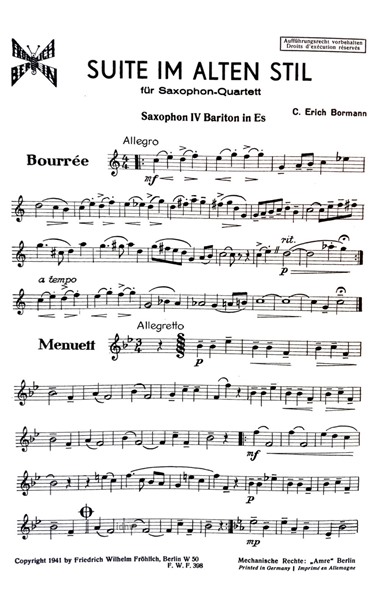 Suite im alten Stil für Saxophon-Quartett Suite im alten Stil für Saxophon-Quartett