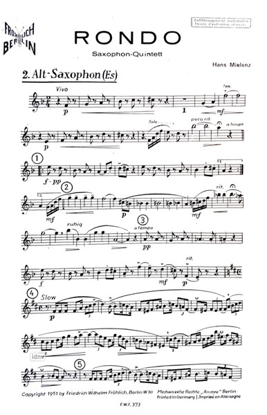 Rondo für Saxophon-Quintett Rondo für Saxophon-Quintett