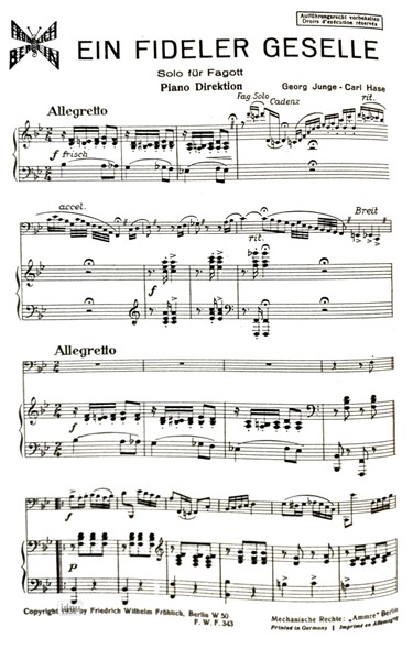 Ein fideler Geselle für Fagott und Klavier Ein fideler Geselle für Fagott und Klavier