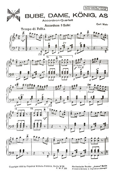 Bube, Dame, König, As für Akkordeon Bube, Dame, König, As für Akkordeon