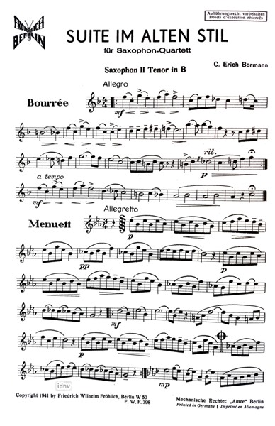 Suite im alten Stil für Saxophon-Quartett Suite im alten Stil für Saxophon-Quartett
