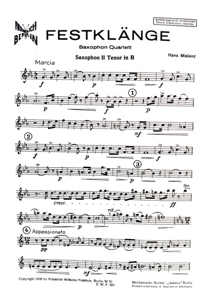 Festklänge für Saxophon-Quartett Festklänge für Saxophon-Quartett