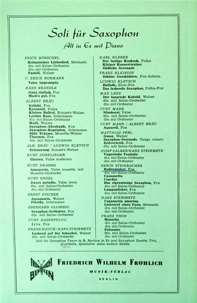 Budenzauber für Saxophon und Klavier