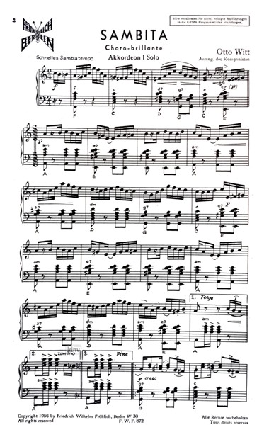 Sambita für Akkordeon-Trio Sambita für Akkordeon-Trio