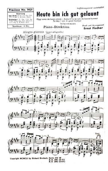 Heute bin ich gut gelaunt für Salon-Orchester Heute bin ich gut gelaunt für Salon-Orchester