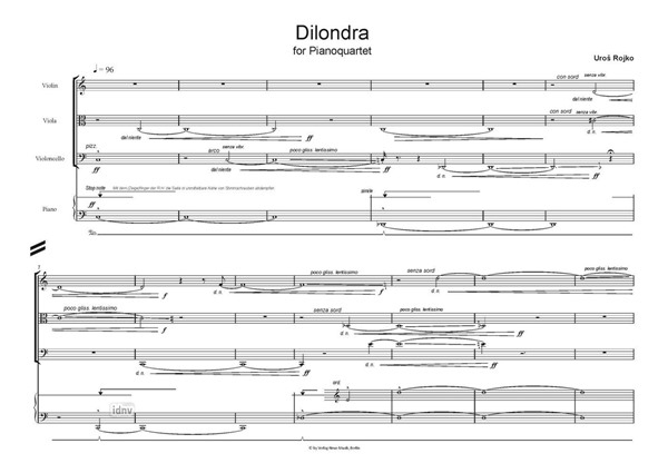 Dilondra für Violine, Viola, Violoncello und Klavier Dilondra für Violine, Viola, Violoncello und Klavier