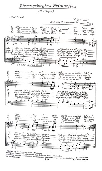 Riesengebirglers Heimatlied für Männerchor Riesengebirglers Heimatlied für Männerchor