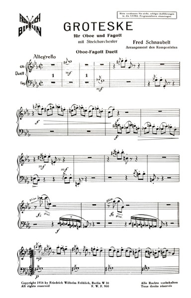 Groteske für Oboe und Fagott mit Klavierbegleitung Groteske für Oboe und Fagott mit Klavierbegleitung