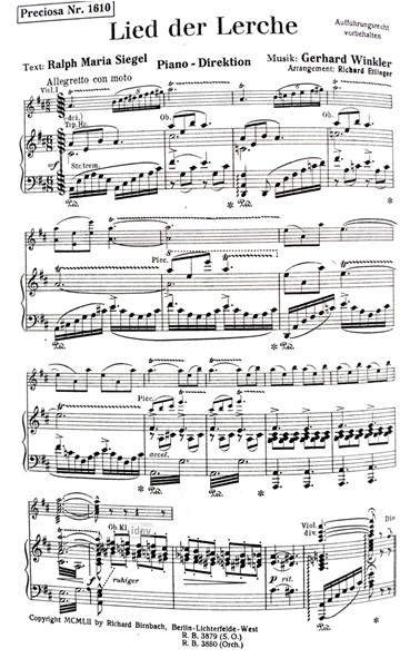 Liebeslied / Lied der Lerche für Salon-Orchester Liebeslied / Lied der Lerche für Salon-Orchester