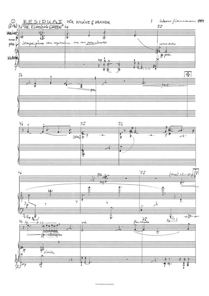 Residua II: The Echoing Green für Violine und Klavier (1989) Residua II: The Echoing Green für Violine und Klavier (1989)