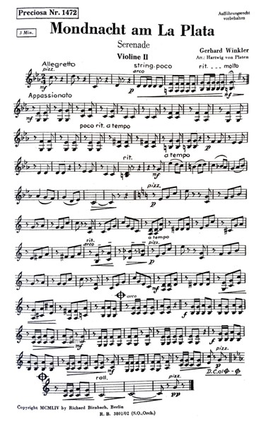 Mondnacht am La Plata / Kreiselspiel für Salon-Orchester Ergänzungsstimmen großes Orchester Mondnacht am La Plata / Kreiselspiel für Salon-Orchester Ergänzungsstimmen großes Orchester