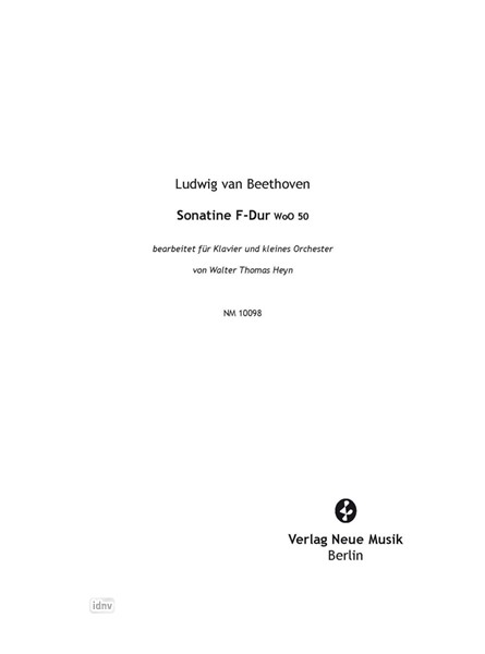 Sonatine F-Dur für Klavier und kleines Orchester (Laienorchester) Sonatine F-Dur für Klavier und kleines Orchester (Laienorchester)