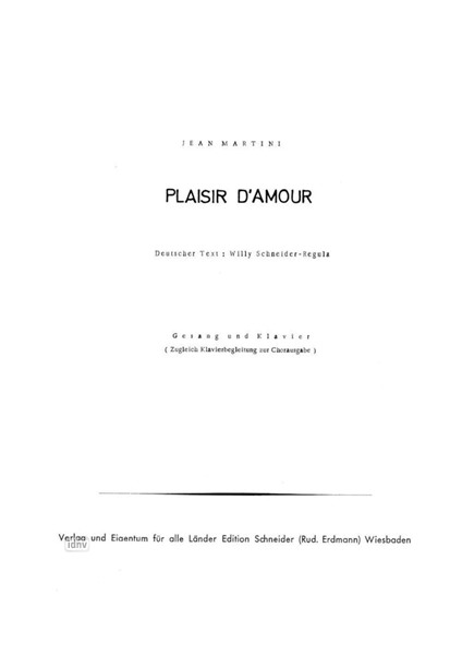 Plaisir d´Amour für Klavier Plaisir d´Amour für Klavier
