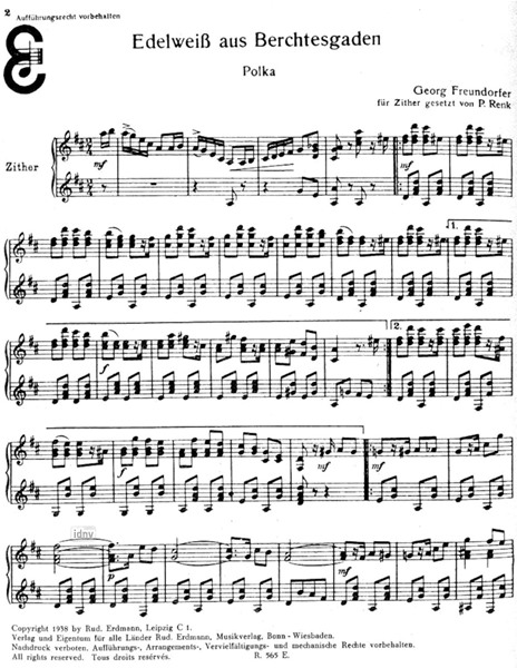 Edelweiss aus Berchtesgarden für Zither Edelweiss aus Berchtesgarden für Zither