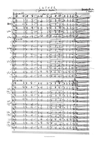 Luther für zwei Sprecher, gemischten Chor und großes Orchester Luther für zwei Sprecher, gemischten Chor und großes Orchester