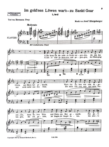 Im gold´nen Löwen war´s zu St. Goar für Gesang und Klavier Im gold´nen Löwen war´s zu St. Goar für Gesang und Klavier