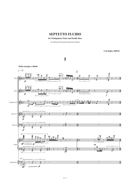 Septetto Fluido für Bläserquintett, Klavier und Kontrabass Septetto Fluido für Bläserquintett, Klavier und Kontrabass