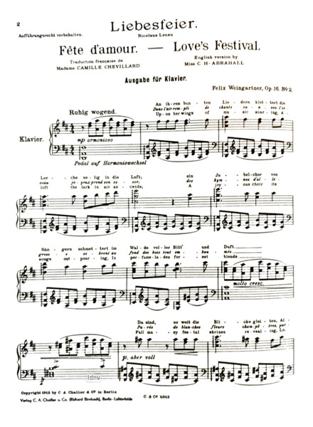 Liebesfeier, op. 16, Nr. 2 für Klavier Liebesfeier, op. 16, Nr. 2 für Klavier