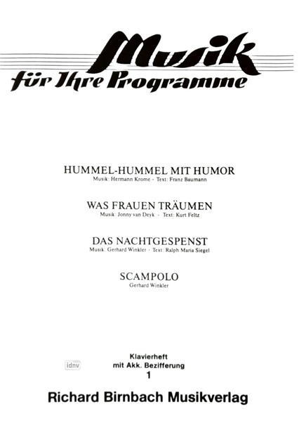 Musik für Ihre Programme. Heft 1 für Klavier und Melodieinstrument in B
