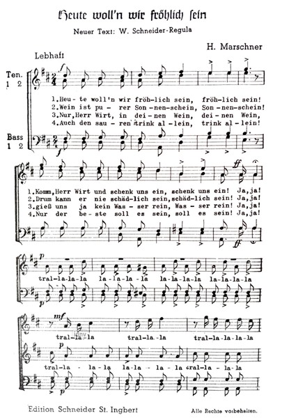 Trinklied / Heut wollen wir fröhlich sein für Männerchor Trinklied / Heut wollen wir fröhlich sein für Männerchor