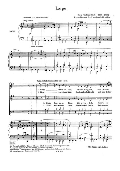 Largo für gemischten Chor und Orgel Largo für gemischten Chor und Orgel