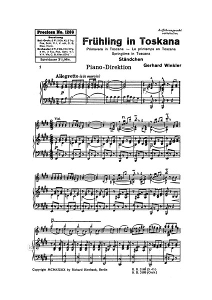 Frühling in der Toskana / Sonne über Capri für Salon-Orchester Frühling in der Toskana / Sonne über Capri für Salon-Orchester