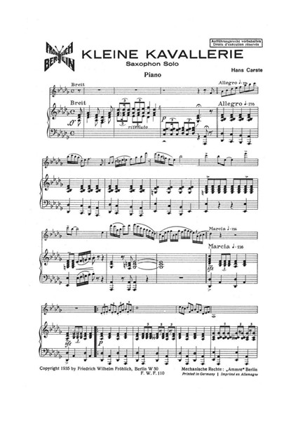 Kleine Kavallerie für Saxophon und Klavier Kleine Kavallerie für Saxophon und Klavier