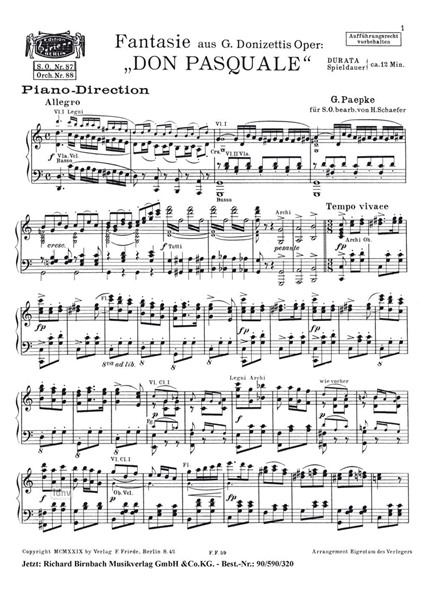 Fantasie aus DonizettiI Don Pasquale für Salon-Orchester Fantasie aus DonizettiI Don Pasquale für Salon-Orchester
