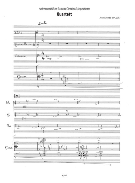 Quartett für Flöte, Klarinette (B), Posaune und Klavier (2007) Quartett für Flöte, Klarinette (B), Posaune und Klavier (2007)