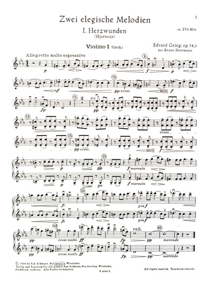 Zwei elegische Melodien op. 34 für Streichorchester Zwei elegische Melodien op. 34 für Streichorchester