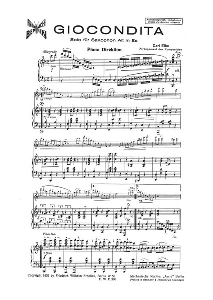 Giocondita für Saxophon und Klavier Giocondita für Saxophon und Klavier