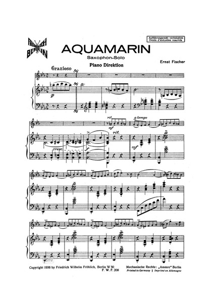 Aquamarin für Saxophon und Klavier Aquamarin für Saxophon und Klavier