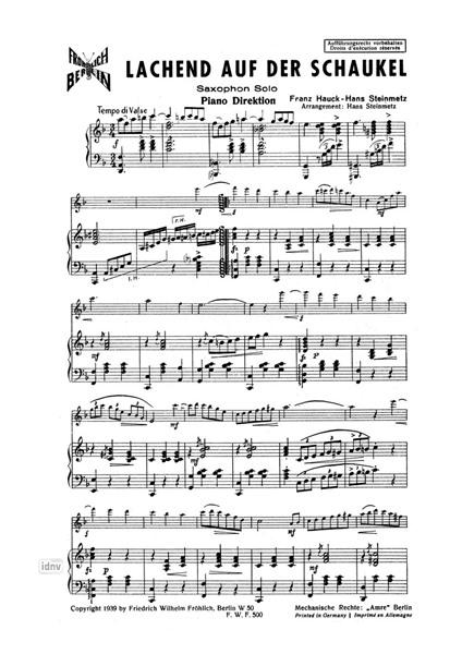 Lachend auf der Schaukel für Saxophon und Klavier Lachend auf der Schaukel für Saxophon und Klavier