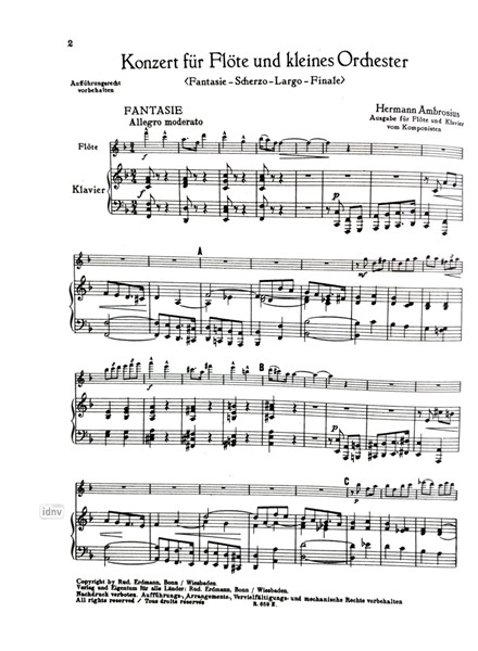 Konzert F-Dur für Flöte und kleines Orchester Ausgabe für Flöte und Klavier Konzert F-Dur für Flöte und kleines Orchester Ausgabe für Flöte und Klavier