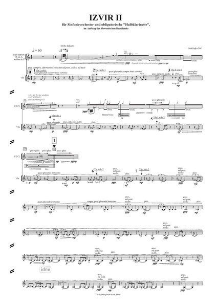 Izvir II für Sinfonieorchester und obligatorische Halbklarinette Izvir II für Sinfonieorchester und obligatorische Halbklarinette