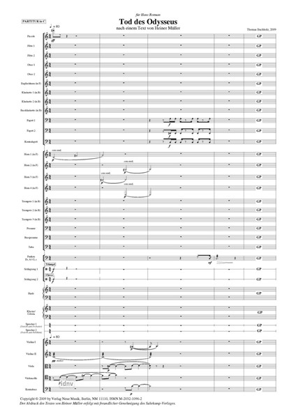 Tod des Odysseus für zwei Sprecher und großes Orchester Tod des Odysseus für zwei Sprecher und großes Orchester