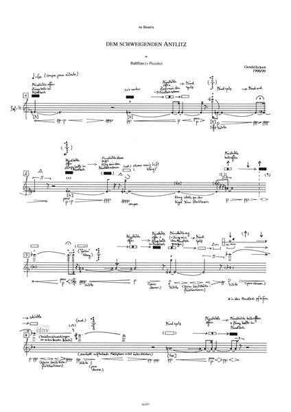 Dem schweigenden Antlitz für Bassflöte solo (1998/99) Dem schweigenden Antlitz für Bassflöte solo (1998/99)