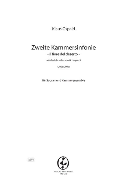 2. Kammersinfonie für Sopran und Kammerensemble 2. Kammersinfonie für Sopran und Kammerensemble