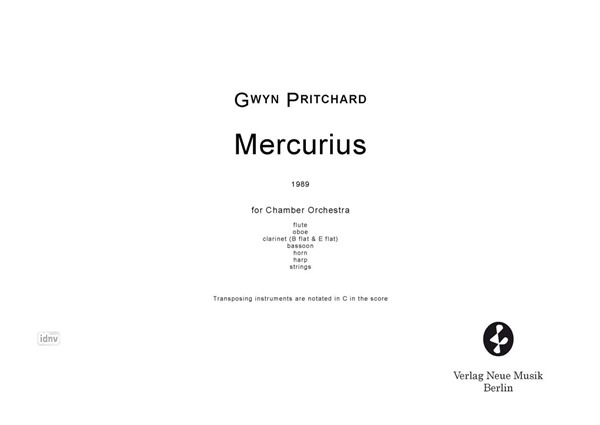 Mercurius für Kammerorchester (1989) Mercurius für Kammerorchester (1989)