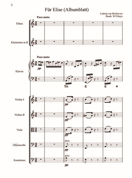Für Elise (Albumblatt) für Klavier und kleines Orchester (Laienorchester) Für Elise (Albumblatt) für Klavier und kleines Orchester (Laienorchester)
